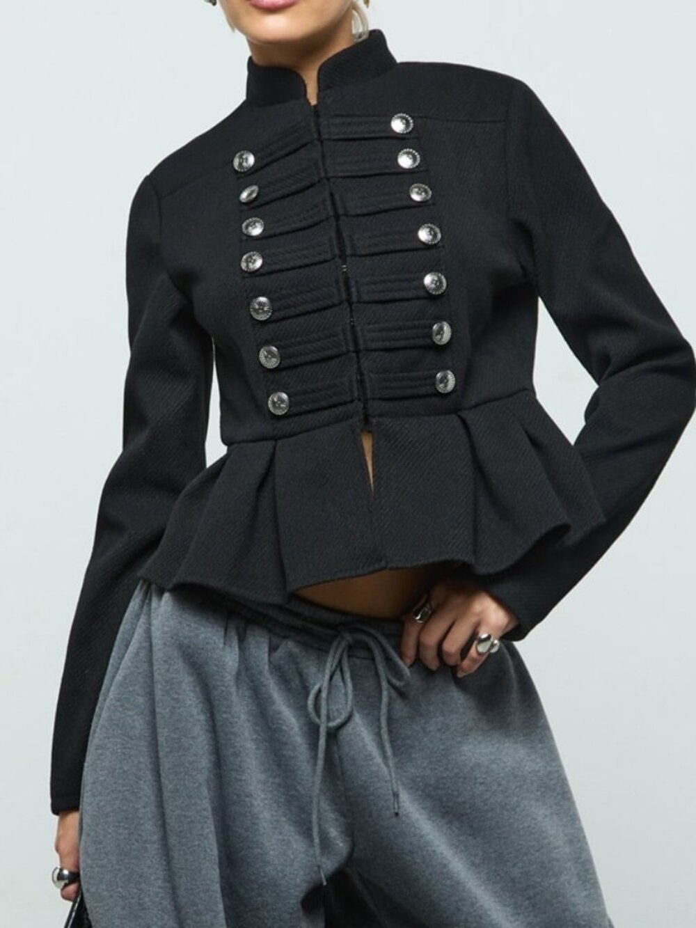 Black Elegant Women's Peplum Jacket